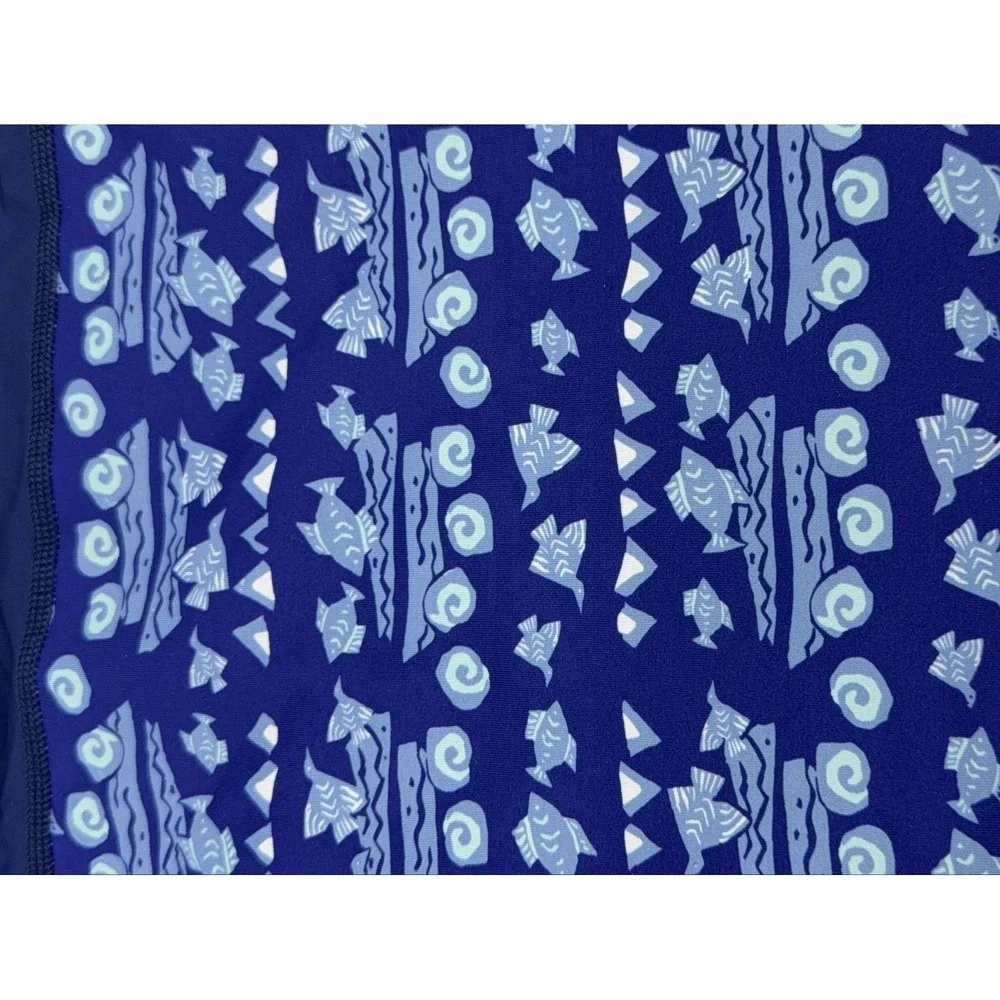 Patagonia Long Sleeve Rash Guard Swim Shirt Toddler 2T Navy Blue Fish Waves
